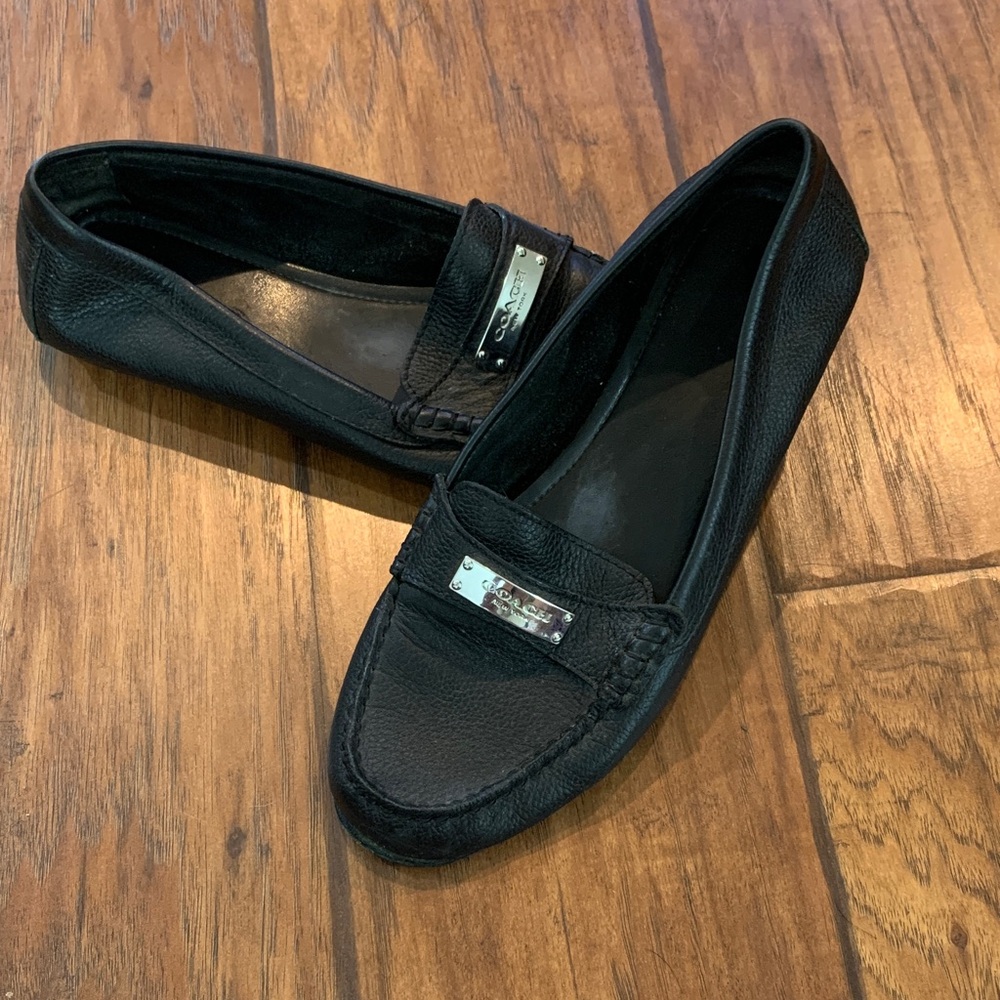 Coach Black Loafers with Metallic Detail